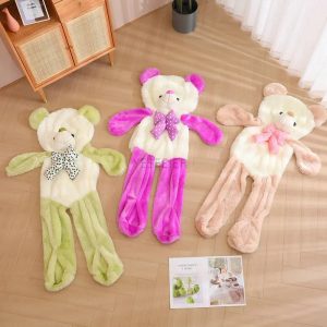 Two-Tone Plush Bear Hot Water Bottle in Pink