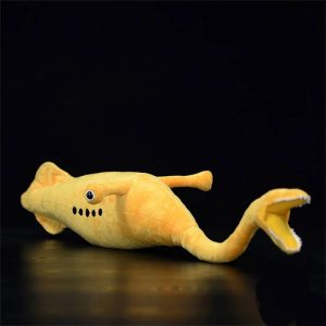 Yellow Sandworm Plush Toy with Open Mouth